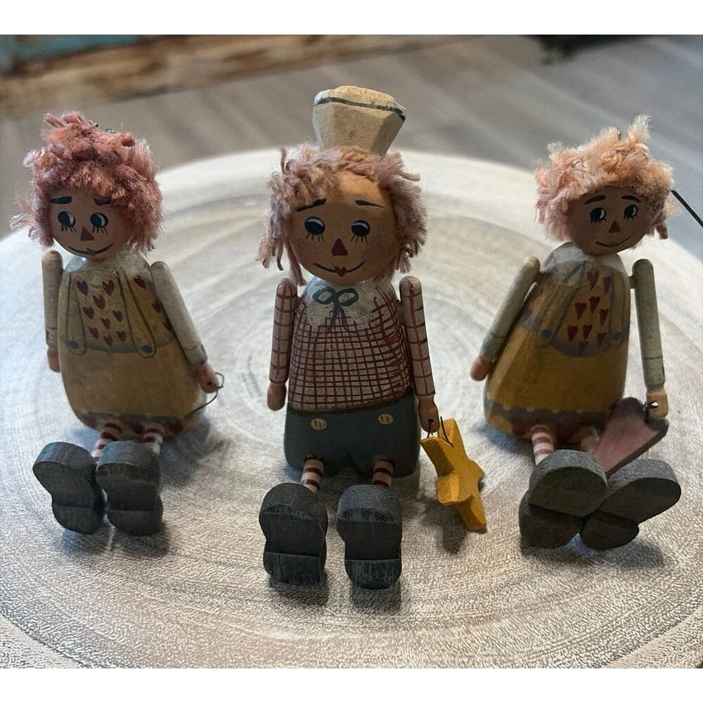Vintage Ohio Wholesale Wooden Christmas Dolls Set of 3 – Primitive Folk Art